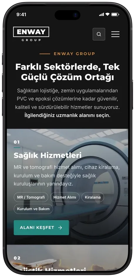 Enway Group mobil görünüm
